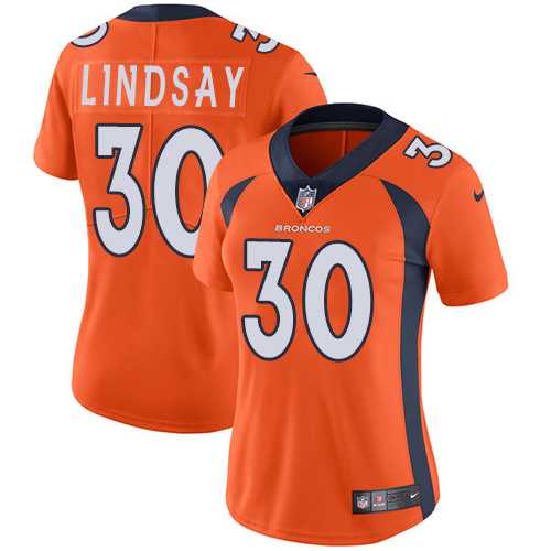 Women's Nike Denver Broncos #30 Phillip Lindsay Orange Team Color Stitched NFL Vapor Untouchable Limited Jersey
