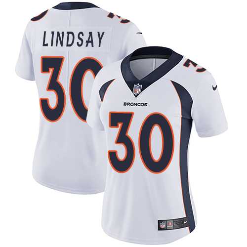 Women's Nike Denver Broncos #30 Phillip Lindsay White Stitched NFL Vapor Untouchable Limited Jersey