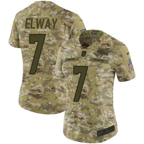 Women's Nike Denver Broncos #7 John Elway Camo Stitched NFL Limited 2018 Salute to Service Jersey
