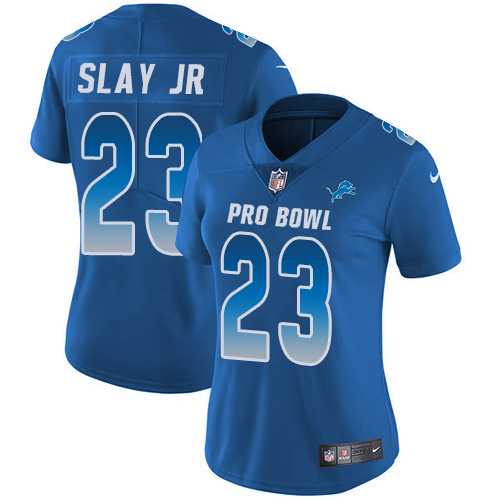 Women's Nike Detroit Lions #23 Darius Slay Jr Royal Stitched NFL Limited NFC 2019 Pro Bowl Jersey