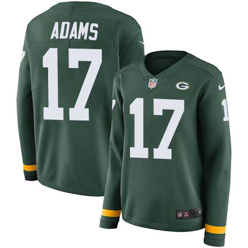 Women's Nike Green Bay Packers #17 Davante Adams Green Team Color Stitched NFL Limited Therma Long Sleeve Jersey