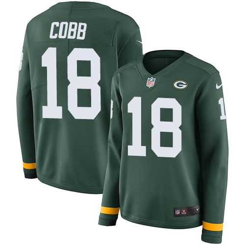 Women's Nike Green Bay Packers #18 Randall Cobb Green Team Color Stitched NFL Limited Therma Long Sleeve Jersey