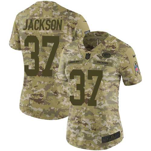 Women's Nike Green Bay Packers #37 Josh Jackson Camo Stitched NFL Limited 2018 Salute to Service Jersey