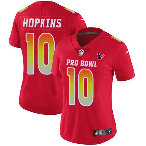 Women's Nike Houston Texans #10 DeAndre Hopkins Red Stitched NFL Limited AFC 2019 Pro Bowl Jersey