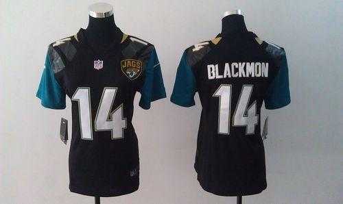 Women's Nike Jacksonville Jaguars #14 Justin Blackmon Black Team Color Stitched NFL Elite Jersey