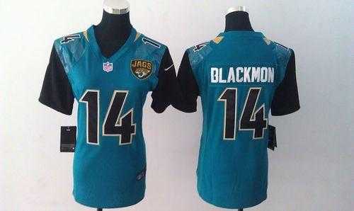 Women's Nike Jacksonville Jaguars #14 Justin Blackmon Teal Green Alternate Stitched NFL Elite Jersey