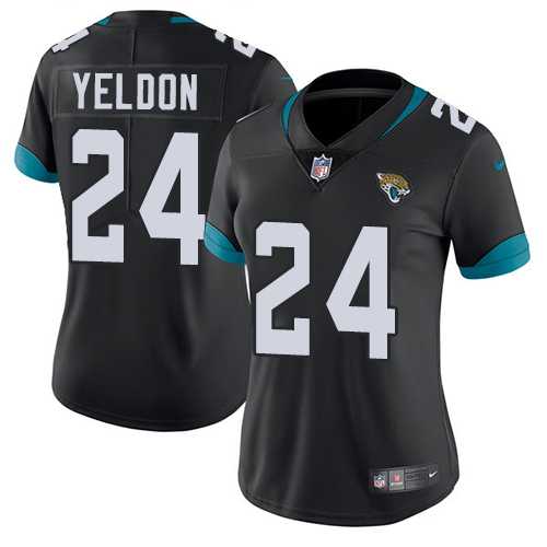 Women's Nike Jacksonville Jaguars #24 T.J. Yeldon Black Team Color Stitched NFL Vapor Untouchable Limited Jersey