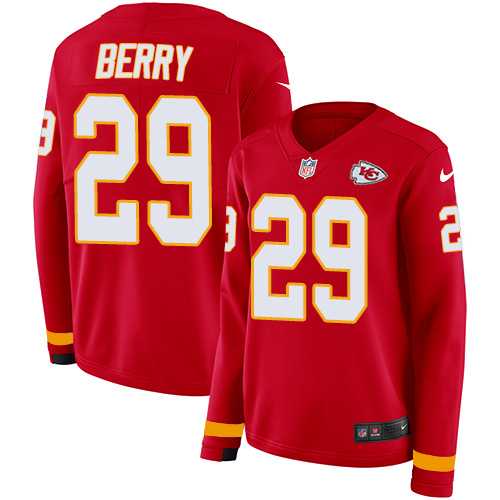 Women's Nike Kansas City Chiefs #29 Eric Berry Red Team Color Stitched NFL Limited Therma Long Sleeve Jersey