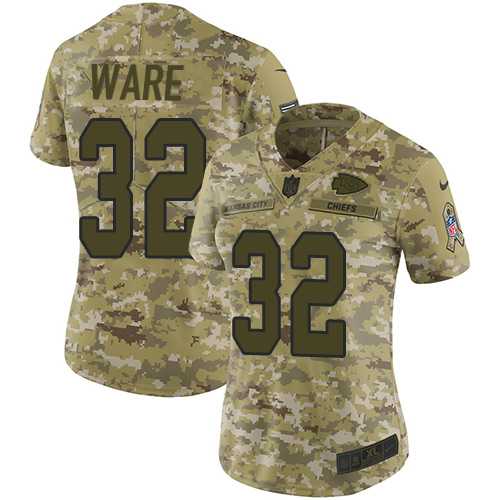 Women's Nike Kansas City Chiefs #32 Spencer Ware Camo Stitched NFL Limited 2018 Salute to Service Jersey