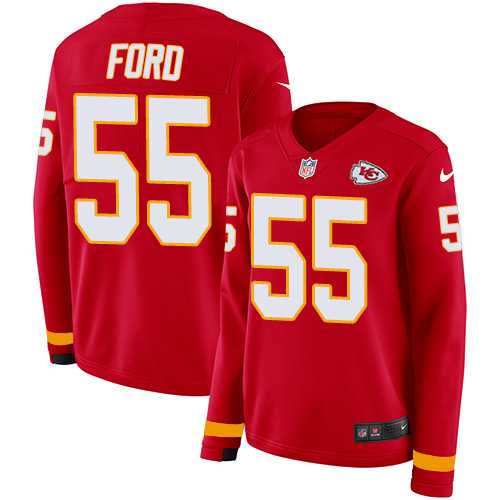 Women's Nike Kansas City Chiefs #55 Dee Ford Red Team Color Stitched NFL Limited Therma Long Sleeve Jersey