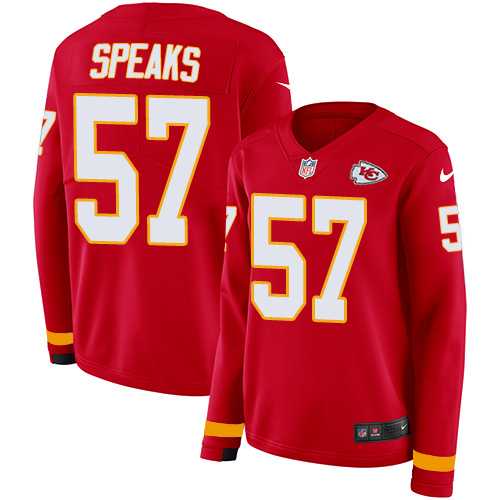 Women's Nike Kansas City Chiefs #57 Breeland Speaks Red Team Color Stitched NFL Limited Therma Long Sleeve Jersey