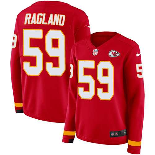 Women's Nike Kansas City Chiefs #59 Reggie Ragland Red Team Color Stitched NFL Limited Therma Long Sleeve Jersey