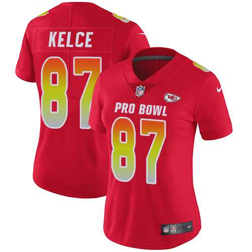 Women's Nike Kansas City Chiefs #87 Travis Kelce Red Stitched NFL Limited AFC 2019 Pro Bowl Jersey