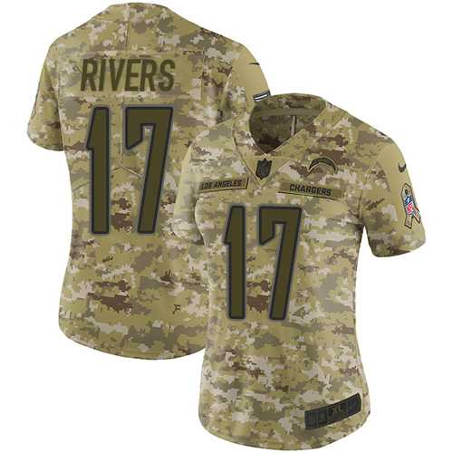 Women's Nike Los Angeles Chargers #17 Philip Rivers Camo Stitched NFL Limited 2018 Salute to Service Jersey