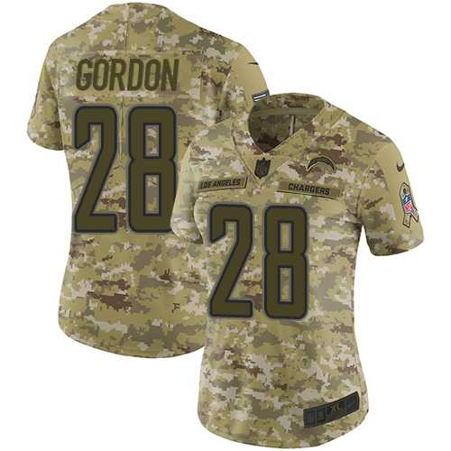 Women's Nike Los Angeles Chargers #28 Melvin Gordon Camo Stitched NFL Limited 2018 Salute to Service Jersey