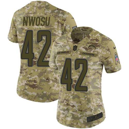 Women's Nike Los Angeles Chargers #42 Uchenna Nwosu Camo Stitched NFL Limited 2018 Salute to Service Jersey