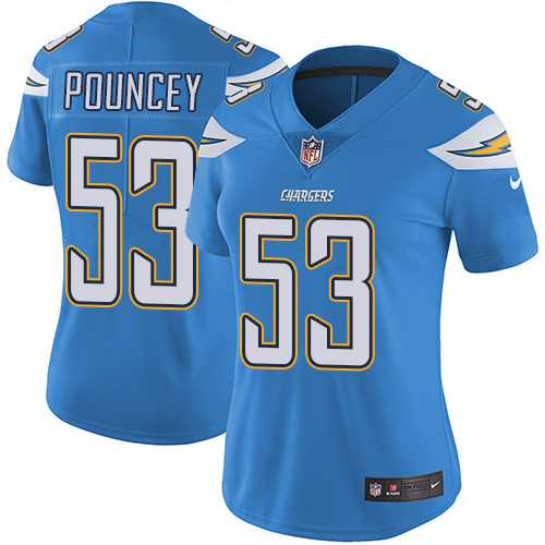 Women's Nike Los Angeles Chargers #53 Mike Pouncey Electric Blue Alternate Stitched NFL Vapor Untouchable Limited Jersey