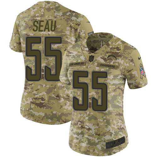 Women's Nike Los Angeles Chargers #55 Junior Seau Camo Stitched NFL Limited 2018 Salute to Service Jersey