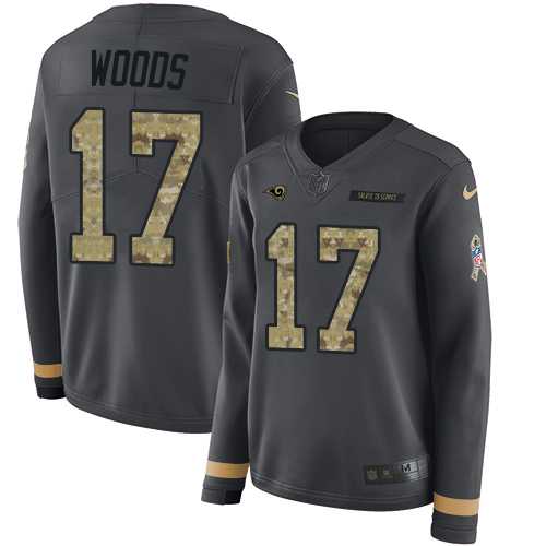 Women's Nike Los Angeles Rams #17 Robert Woods Anthracite Salute to Service Stitched NFL Limited Therma Long Sleeve Jersey
