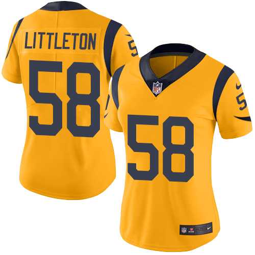 Women's Nike Los Angeles Rams #58 Cory Littleton Gold Stitched NFL Limited Rush Jersey