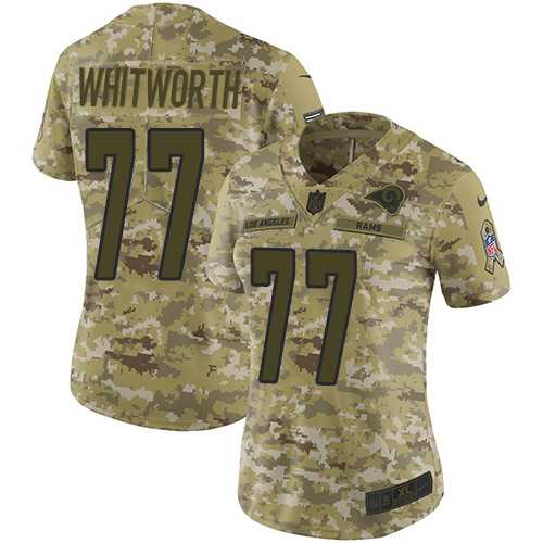 Women's Nike Los Angeles Rams #77 Andrew Whitworth Camo Stitched NFL Limited 2018 Salute to Service Jersey