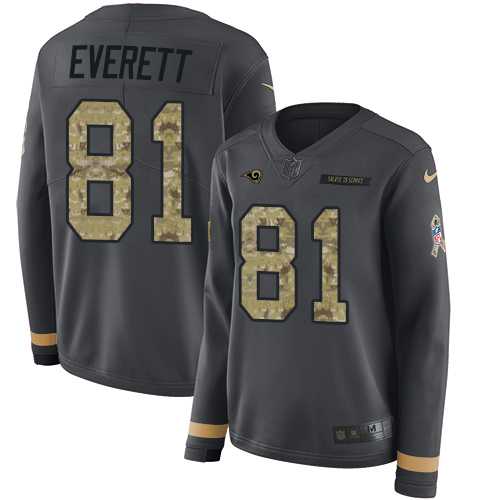 Women's Nike Los Angeles Rams #81 Gerald Everett Anthracite Salute to Service Stitched NFL Limited Therma Long Sleeve Jersey