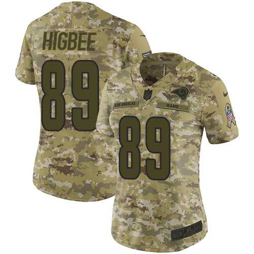 Women's Nike Los Angeles Rams #89 Tyler Higbee Camo Stitched NFL Limited 2018 Salute to Service Jersey