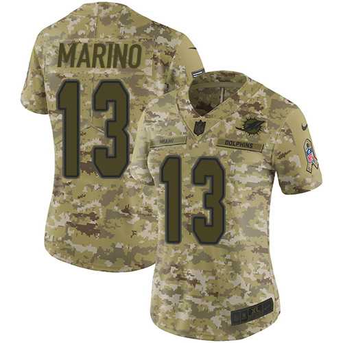 Women's Nike Miami Dolphins #13 Dan Marino Camo Stitched NFL Limited 2018 Salute to Service Jersey