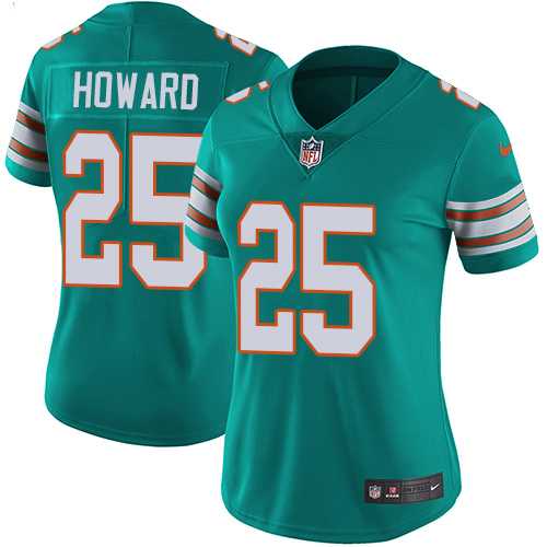 Women's Nike Miami Dolphins #25 Xavien Howard Aqua Green Alternate Stitched NFL Vapor Untouchable Limited Jersey