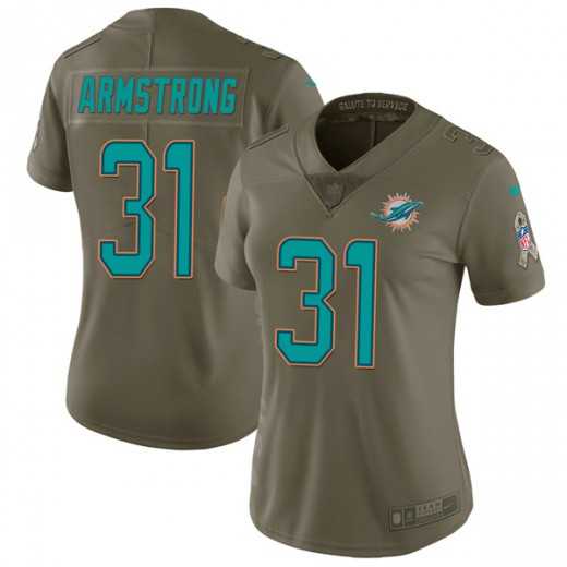 Women's Nike Miami Dolphins #31 Cornell Armstrong Olive Stitched NFL Limited 2017 Salute to Service Jersey