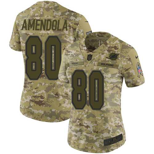 Women's Nike Miami Dolphins #80 Danny Amendola Camo Stitched NFL Limited 2018 Salute to Service Jersey