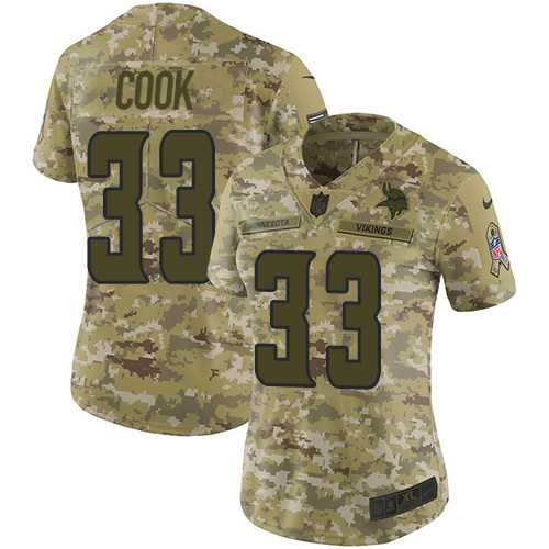 Women's Nike Minnesota Vikings #33 Dalvin Cook Camo Stitched NFL Limited 2018 Salute to Service Jersey
