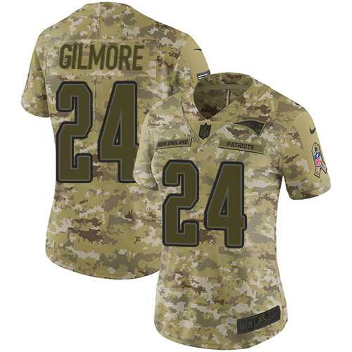 Women's Nike New England Patriots #24 Stephon Gilmore Camo Stitched NFL Limited 2018 Salute to Service Jersey