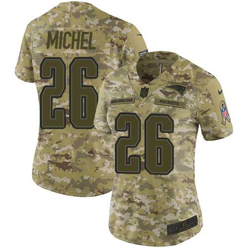 Women's Nike New England Patriots #26 Sony Michel Camo Stitched NFL Limited 2018 Salute to Service Jersey