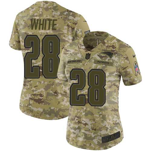 Women's Nike New England Patriots #28 James White Camo Stitched NFL Limited 2018 Salute to Service Jersey