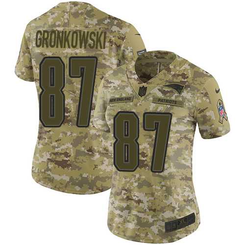 Women's Nike New England Patriots #87 Rob Gronkowski Camo Stitched NFL Limited 2018 Salute to Service Jersey