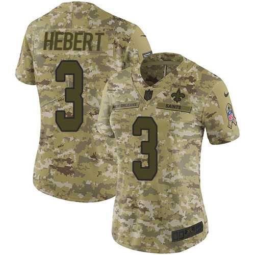 Women's Nike New Orleans Saints #3 Bobby Hebert Camo Stitched NFL Limited 2018 Salute to Service Jersey