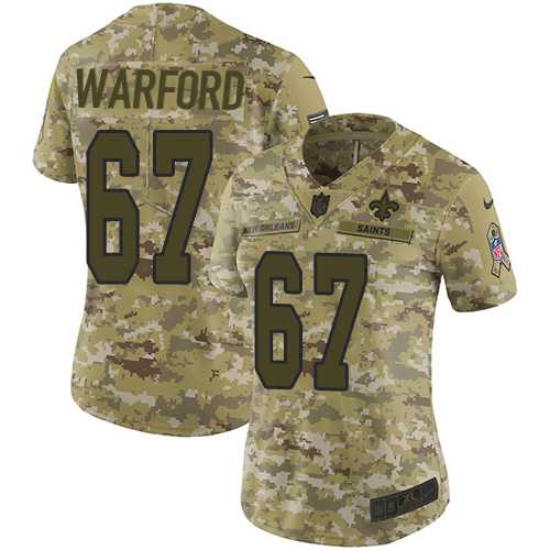 Women's Nike New Orleans Saints #67 Larry Warford Camo Stitched NFL Limited 2018 Salute to Service Jersey