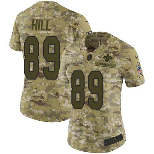 Women's Nike New Orleans Saints #89 Josh Hill Camo Stitched NFL Limited 2018 Salute to Service Jersey