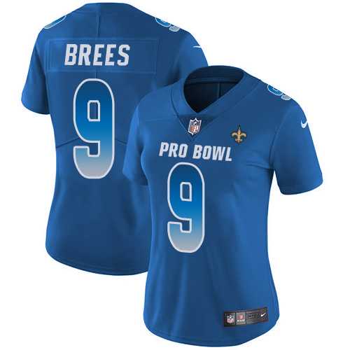 Women's Nike New Orleans Saints #9 Drew Brees Royal Stitched NFL Limited NFC 2019 Pro Bowl Jersey