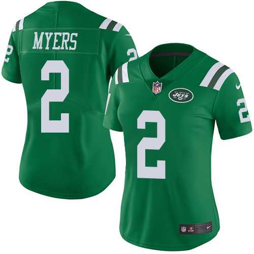 Women's Nike New York Jets #2 Jason Myers Green Stitched NFL Limited Rush Jersey