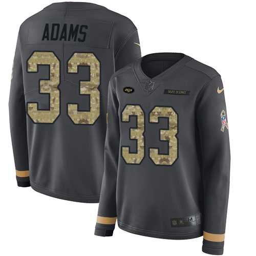 Women's Nike New York Jets #33 Jamal Adams Anthracite Salute to Service Stitched NFL Limited Therma Long Sleeve Jersey