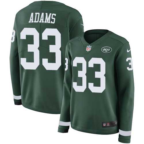 Women's Nike New York Jets #33 Jamal Adams Green Team Color Stitched NFL Limited Therma Long Sleeve Jersey
