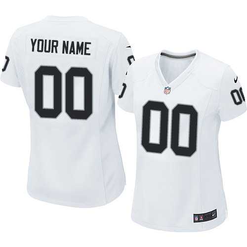 Women's Nike Oakland Raiders Customized White Road Stitched NFL Vapor Untouchable Limited Jersey