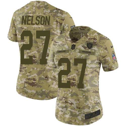 Women's Nike Oakland Raiders #27 Reggie Nelson Camo Stitched NFL Limited 2018 Salute to Service Jersey