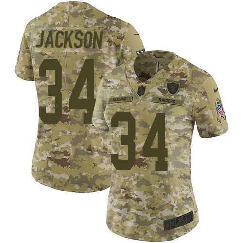 Women's Nike Oakland Raiders #34 Bo Jackson Camo Stitched NFL Limited 2018 Salute to Service Jersey
