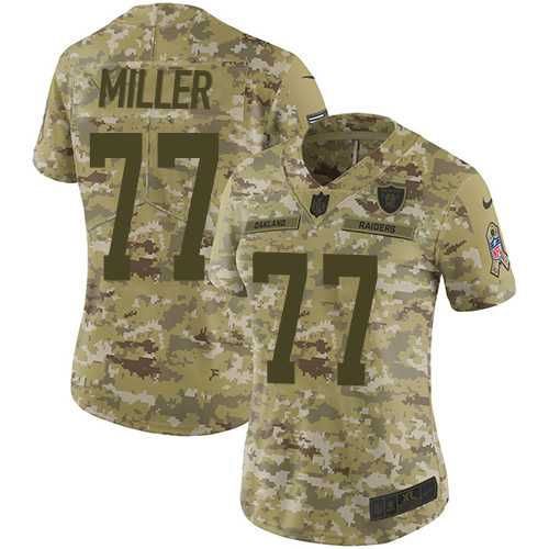 Women's Nike Oakland Raiders #77 Kolton Miller Camo Stitched NFL Limited 2018 Salute to Service Jersey