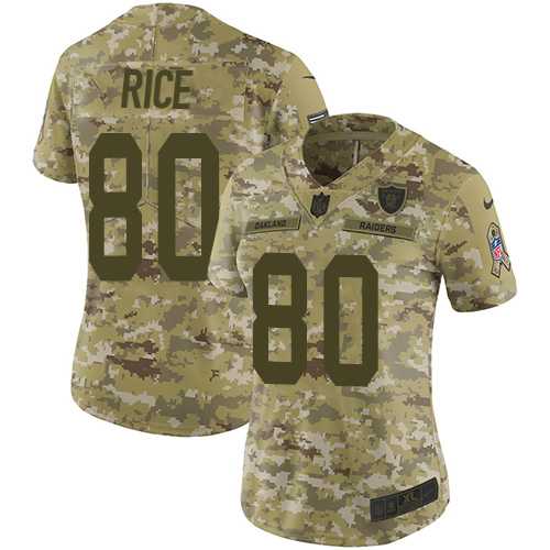 Women's Nike Oakland Raiders #80 Jerry Rice Camo Stitched NFL Limited 2018 Salute to Service Jersey