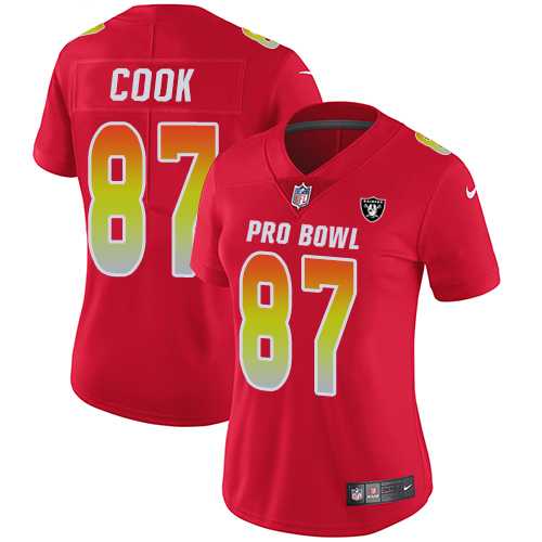 Women's Nike Oakland Raiders #87 Jared Cook Red Stitched NFL Limited AFC 2019 Pro Bowl Jersey