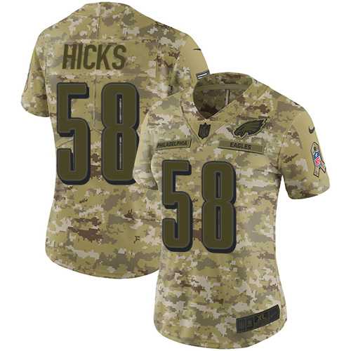Women's Nike Philadelphia Eagles #58 Jordan Hicks Camo Stitched NFL Limited 2018 Salute to Service Jersey